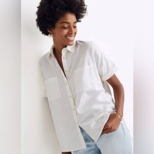 Madewell White Cotton Courier Shirt in Pure White